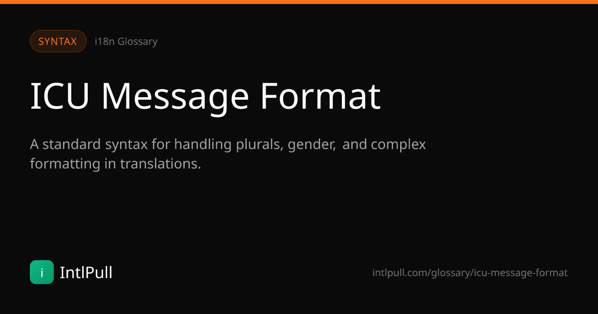 ICU Message Format - Definition & Examples | IntlPull Glossary | IntlPull